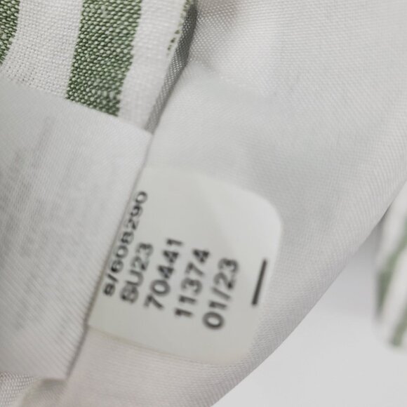 Loft Ann Taylor Green White Striped Linen Blend Preppy Beachy Blazer Jacket 8 - Picture 5 of 10